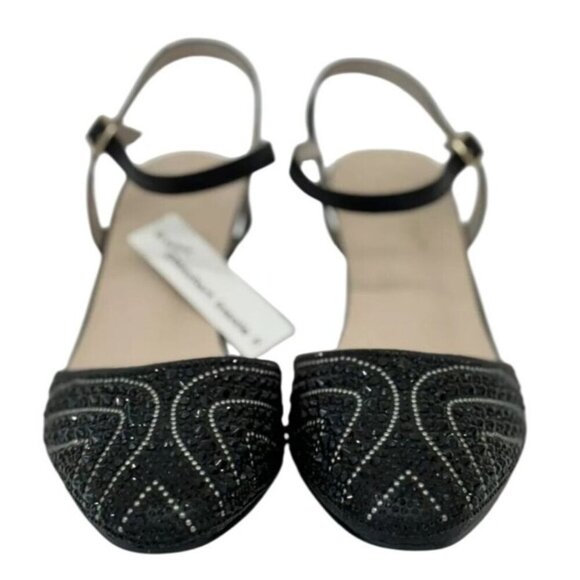 DE BLOSSOM / Gloria-10 / Womens Black Rhinestone Heeled Ankle Strap Sandals / Me - Picture 4 of 9